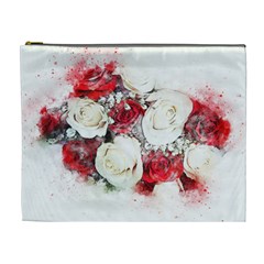 Flowers Roses Bouquet Art Nature Cosmetic Bag (xl) by Nexatart