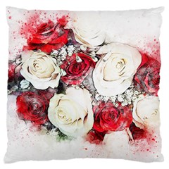 Flowers Roses Bouquet Art Nature Large Cushion Case (one Side) by Nexatart