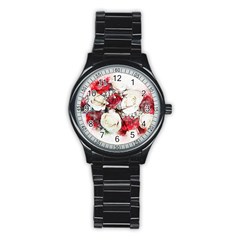 Flowers Roses Bouquet Art Nature Stainless Steel Round Watch by Nexatart