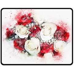 Flowers Roses Bouquet Art Nature Double Sided Fleece Blanket (medium)  by Nexatart