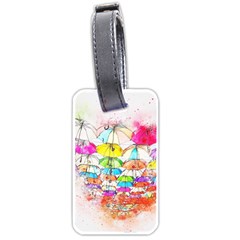 Umbrella Art Abstract Watercolor Luggage Tags (one Side)  by Nexatart