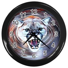 Cougar Animal Art Swirl Decorative Wall Clocks (black) by Nexatart