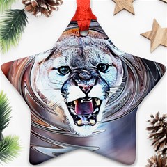 Cougar Animal Art Swirl Decorative Star Ornament (two Sides) by Nexatart