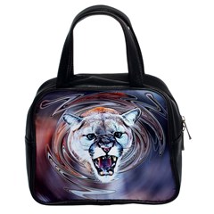 Cougar Animal Art Swirl Decorative Classic Handbags (2 Sides) by Nexatart