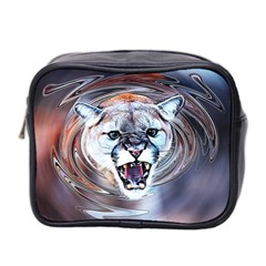 Cougar Animal Art Swirl Decorative Mini Toiletries Bag 2-side by Nexatart