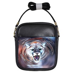 Cougar Animal Art Swirl Decorative Girls Sling Bags by Nexatart