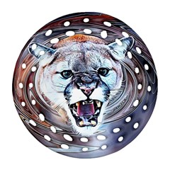 Cougar Animal Art Swirl Decorative Ornament (round Filigree) by Nexatart