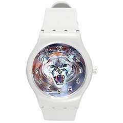 Cougar Animal Art Swirl Decorative Round Plastic Sport Watch (m) by Nexatart