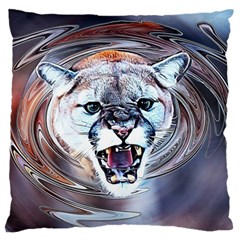 Cougar Animal Art Swirl Decorative Large Flano Cushion Case (two Sides) by Nexatart