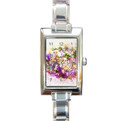 Flowers Bouquet Art Nature Rectangle Italian Charm Watch by Nexatart