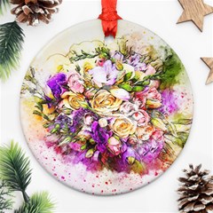 Flowers Bouquet Art Nature Ornament (round) by Nexatart