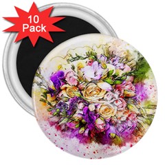 Flowers Bouquet Art Nature 3  Magnets (10 Pack)  by Nexatart