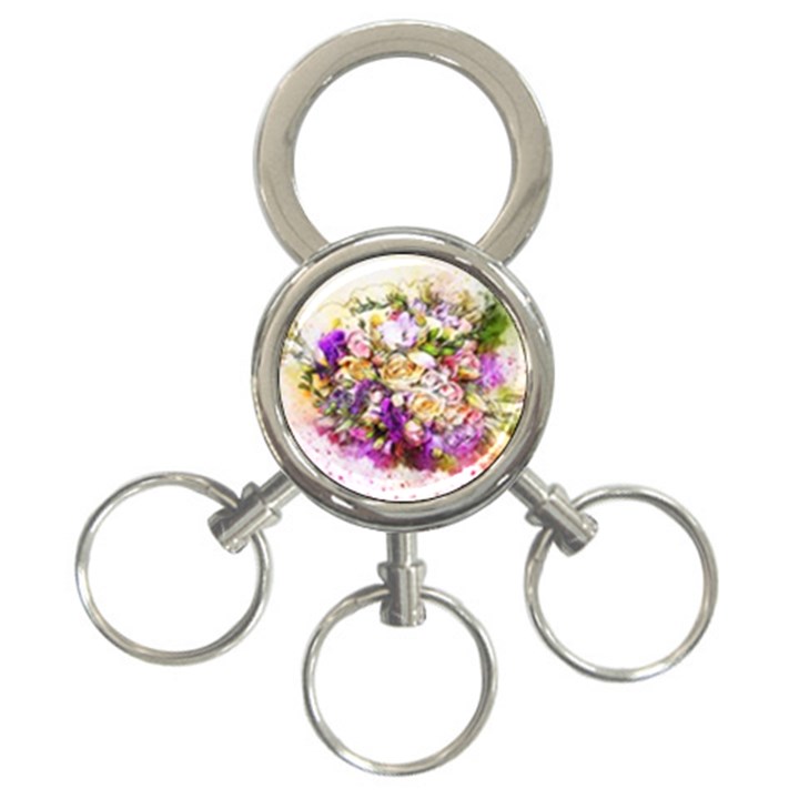 Flowers Bouquet Art Nature 3-Ring Key Chains