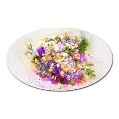 Flowers Bouquet Art Nature Oval Magnet by Nexatart