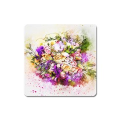 Flowers Bouquet Art Nature Square Magnet by Nexatart