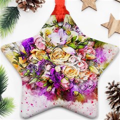 Flowers Bouquet Art Nature Star Ornament (two Sides)