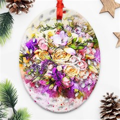 Flowers Bouquet Art Nature Ornament (oval Filigree) by Nexatart