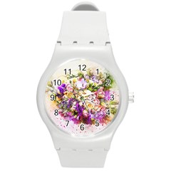 Flowers Bouquet Art Nature Round Plastic Sport Watch (m) by Nexatart