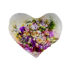 Flowers Bouquet Art Nature Standard 16  Premium Heart Shape Cushions by Nexatart