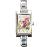 Flowers Bouquet Art Nature Rectangle Italian Charm Watch Front