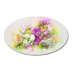 Flowers Bouquet Art Nature Oval Magnet by Nexatart