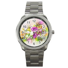 Flowers Bouquet Art Nature Sport Metal Watch by Nexatart