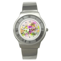 Flowers Bouquet Art Nature Stainless Steel Watch by Nexatart