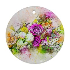 Flowers Bouquet Art Nature Round Ornament (two Sides)