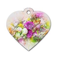 Flowers Bouquet Art Nature Dog Tag Heart (one Side)