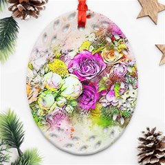 Flowers Bouquet Art Nature Ornament (oval Filigree)