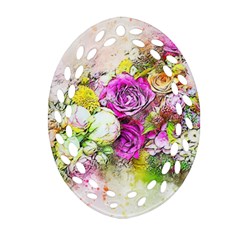 Flowers Bouquet Art Nature Oval Filigree Ornament (two Sides)