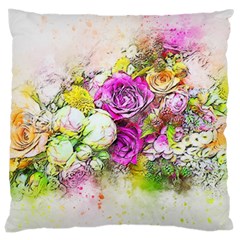 Flowers Bouquet Art Nature Large Cushion Case (two Sides) by Nexatart