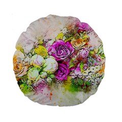 Flowers Bouquet Art Nature Standard 15  Premium Round Cushions by Nexatart