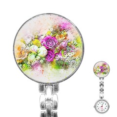 Flowers Bouquet Art Nature Stainless Steel Nurses Watch by Nexatart