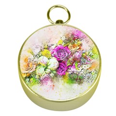 Flowers Bouquet Art Nature Gold Compasses by Nexatart