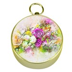 Flowers Bouquet Art Nature Gold Compasses Front