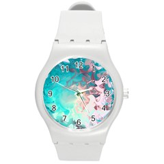 Background Art Abstract Watercolor Round Plastic Sport Watch (m) by Nexatart