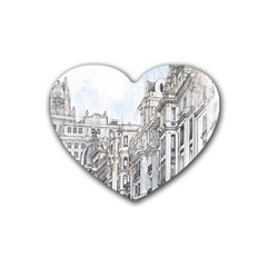 Architecture Building Design Rubber Coaster (Heart) 