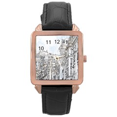 Architecture Building Design Rose Gold Leather Watch 