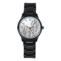 Architecture Building Design Stainless Steel Round Watch