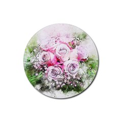 Flowers Bouquet Art Nature Rubber Coaster (round)  by Nexatart