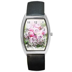 Flowers Bouquet Art Nature Barrel Style Metal Watch by Nexatart