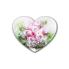 Flowers Bouquet Art Nature Heart Coaster (4 Pack)  by Nexatart