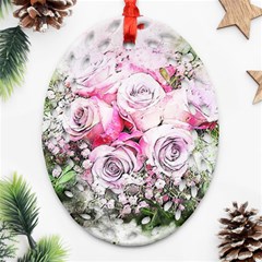 Flowers Bouquet Art Nature Oval Filigree Ornament (two Sides) by Nexatart