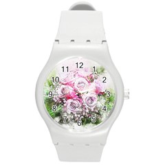 Flowers Bouquet Art Nature Round Plastic Sport Watch (m) by Nexatart