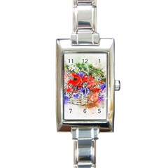 Flowers Bouquet Art Nature Rectangle Italian Charm Watch by Nexatart