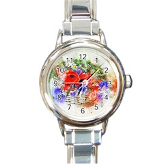 Flowers Bouquet Art Nature Round Italian Charm Watch by Nexatart