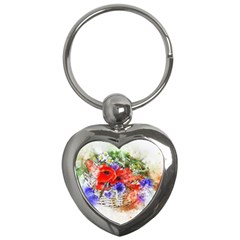 Flowers Bouquet Art Nature Key Chains (heart)  by Nexatart