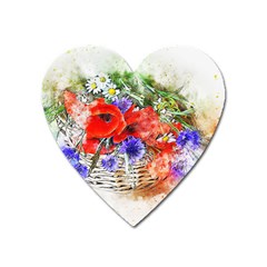 Flowers Bouquet Art Nature Heart Magnet by Nexatart