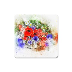 Flowers Bouquet Art Nature Square Magnet by Nexatart